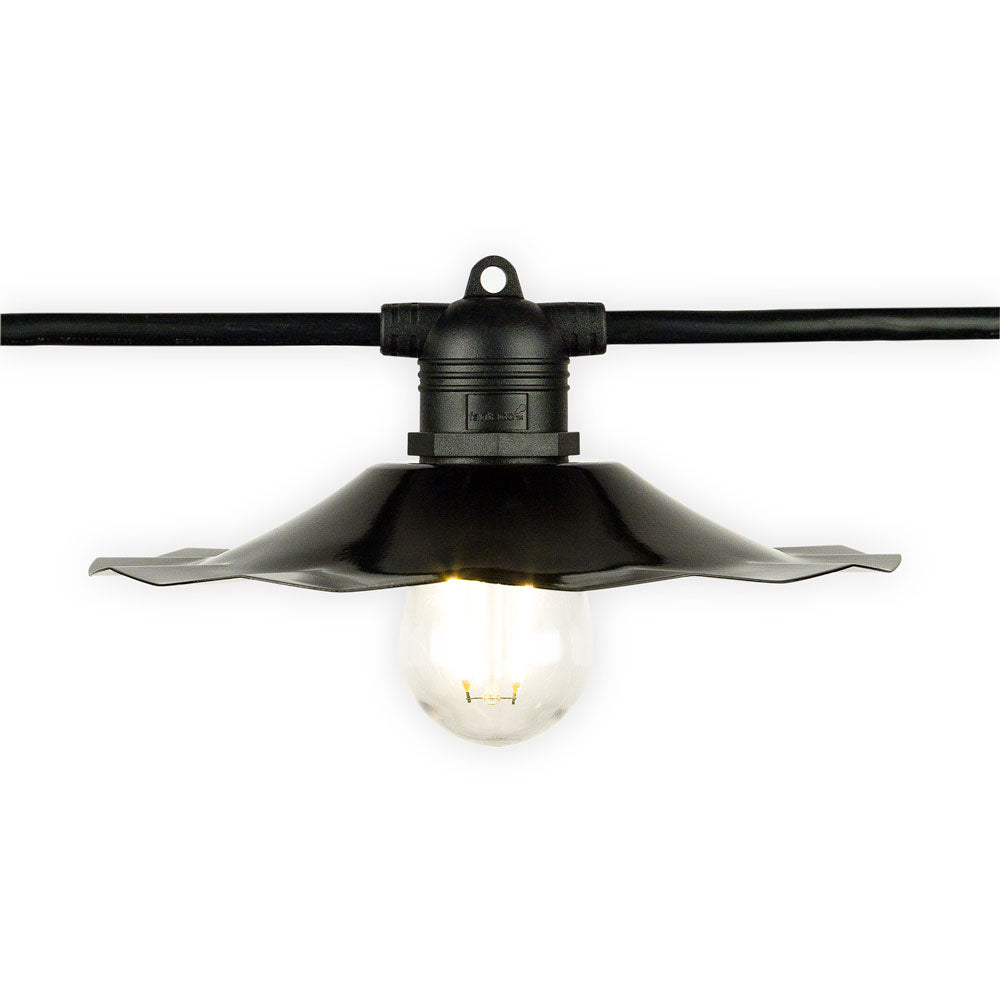 Patio Metal Light Bulb Shade for Outdoor Commercial String Lights, E26, Black - PaperLanternStore.com - Paper Lanterns, Decor, Party Lights & More