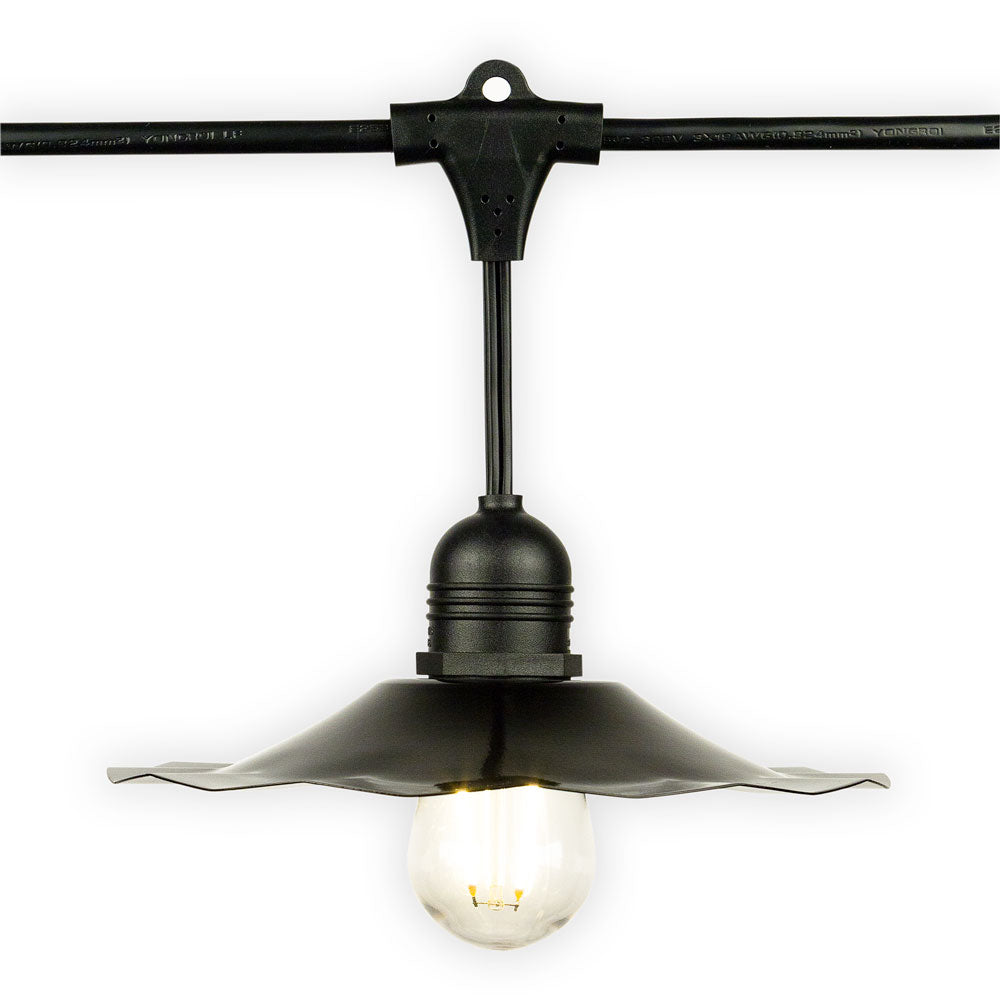 Patio Metal Light Bulb Shade for Outdoor Commercial String Lights, E26, Black - PaperLanternStore.com - Paper Lanterns, Decor, Party Lights & More