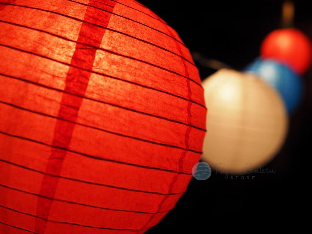 12" Patriotic 4th of July Paper Lantern String Light COMBO Kit (21 FT, EXPANDABLE, White Cord) - PaperLanternStore.com - Paper Lanterns, Decor, Party Lights & More