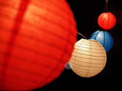 16" Patriotic 4th of July Paper Lantern String Light COMBO Kit (21 FT, EXPANDABLE, White Cord) - PaperLanternStore.com - Paper Lanterns, Decor, Party Lights & More