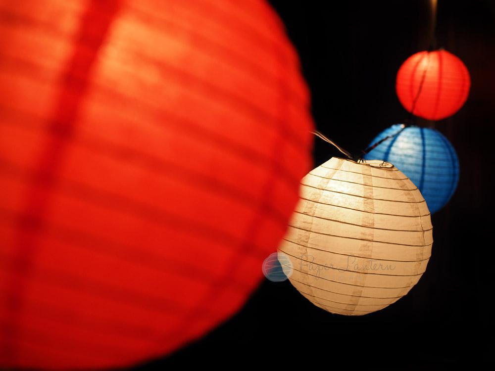 8" Patriotic 4th of July Paper Lantern String Light COMBO Kit (12 FT, EXPANDABLE, White Cord) - PaperLanternStore.com - Paper Lanterns, Decor, Party Lights & More