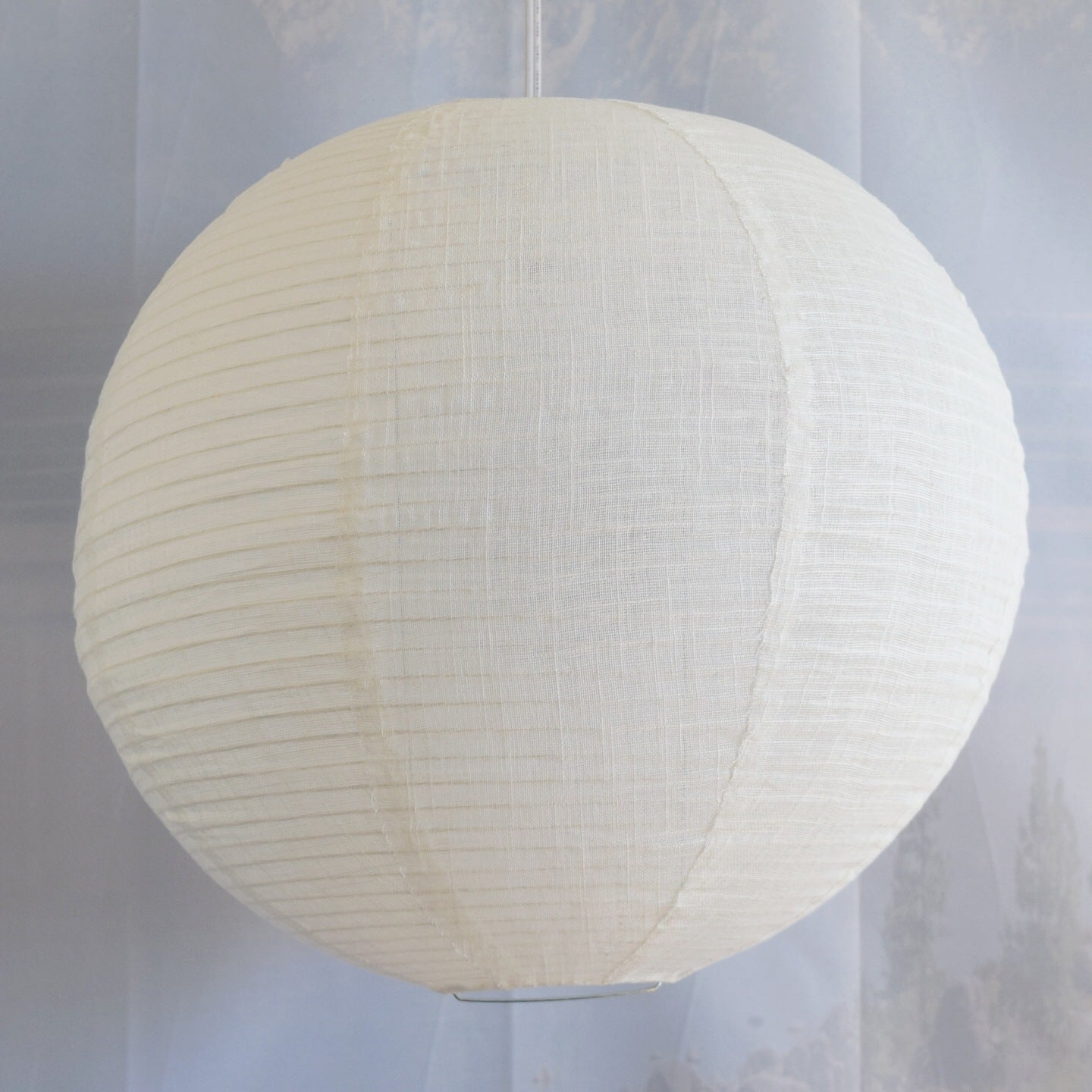 Round Linen Fabric Lantern Lampshade, Handcrafted, Durable, White Beige (16"W x 16"H)