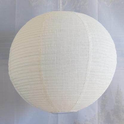 Round Linen Fabric Lantern Lampshade, Handcrafted, Durable, White Beige (16"W x 16"H)
