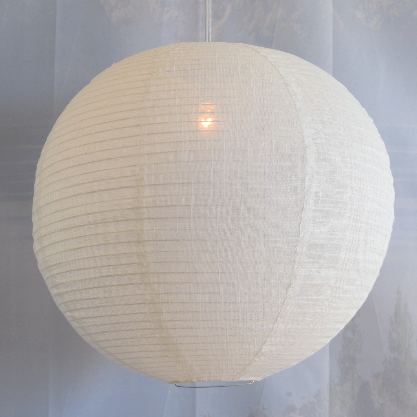 Round Linen Fabric Lantern Lampshade, Handcrafted, Durable, White Beige (16"W x 16"H)