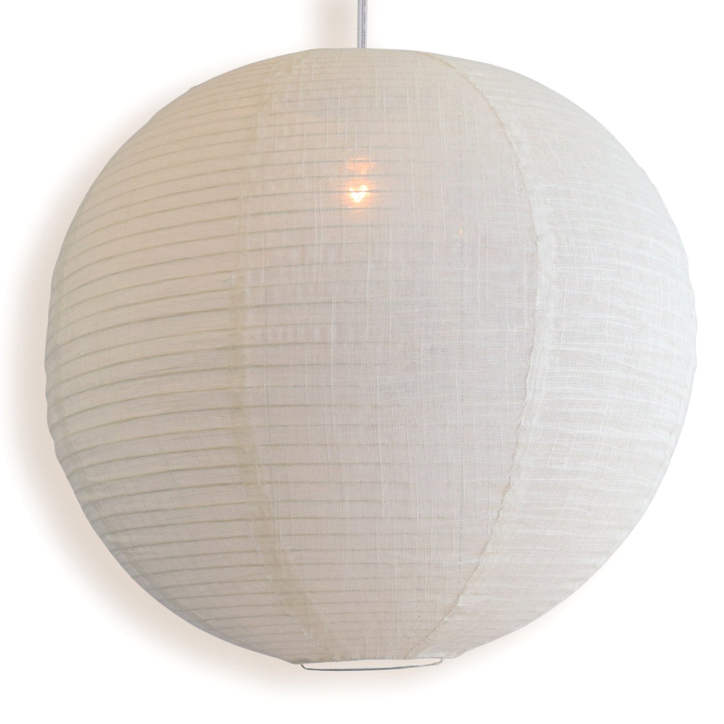 Round Linen Fabric Lantern Lampshade, Handcrafted, Durable, White Beige (16"W x 16"H)