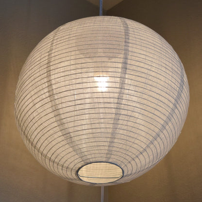 Round Linen Fabric Lantern Lampshade, Handcrafted, Durable, White Beige (16"W x 16"H)
