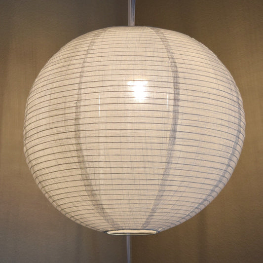 Extra Large Round Linen Fabric Lantern Lampshade, Handcrafted, Durable, White Beige (24"W x 24"H)