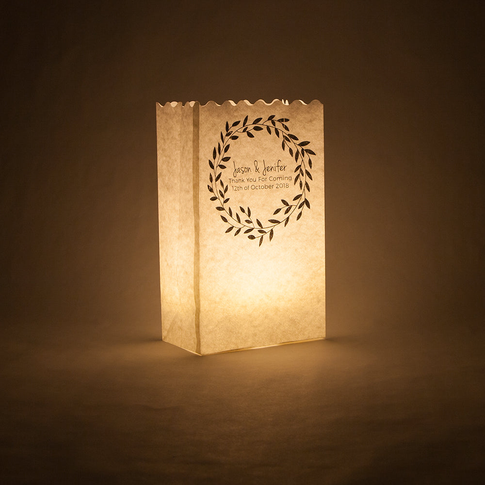 Personalized Wedding Ceremony Banquet Luminary Bag Lights - Custom Printed (10 PACK) - PaperLanternStore.com - Paper Lanterns, Decor, Party Lights & More