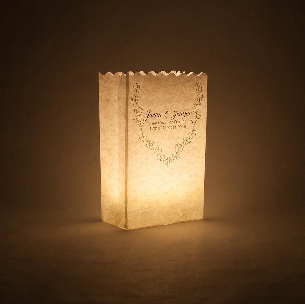 Personalized Wedding Ceremony Banquet Luminary Bag Lights - Custom Printed (10 PACK) - PaperLanternStore.com - Paper Lanterns, Decor, Party Lights & More