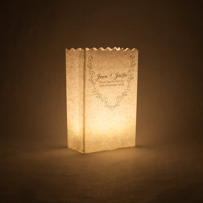Personalized Wedding Ceremony Banquet Luminary Bag Lights - Custom Printed (10 PACK) - PaperLanternStore.com - Paper Lanterns, Decor, Party Lights & More