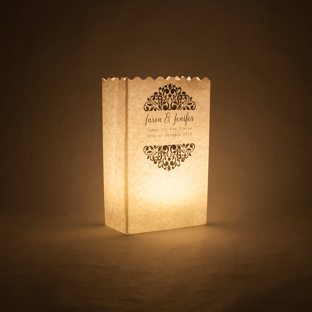 Personalized Wedding Ceremony Banquet Luminary Bag Lights - Custom Printed (10 PACK) - PaperLanternStore.com - Paper Lanterns, Decor, Party Lights & More