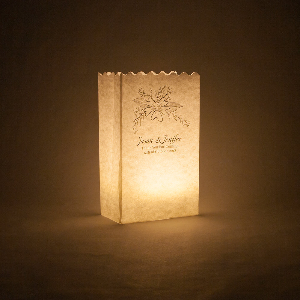 Personalized Wedding Ceremony Banquet Luminary Bag Lights - Custom Printed (10 PACK) - PaperLanternStore.com - Paper Lanterns, Decor, Party Lights & More