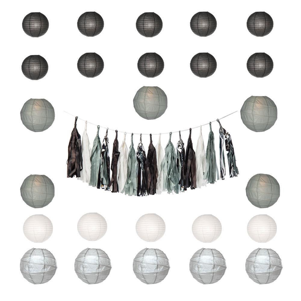 Semi-Formal Party Decoration Kit - Includes Garland and Paper Lanterns - PaperLanternStore.com - Paper Lanterns, Decor, Party Lights & More