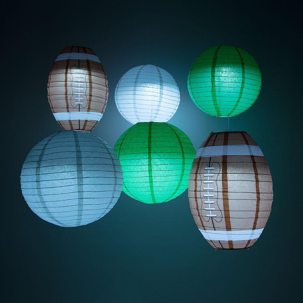 Philadelphia Pro Football Paper Lanterns 6pc Combo Tailgating Party Pack (Green/Grey)  - by PaperLanternStore.com - Paper Lanterns, Decor, Party Lights & More