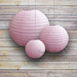 8/12/16" Pink Round Paper Lanterns, Even Ribbing (3-Pack Cluster) - PaperLanternStore.com - Paper Lanterns, Decor, Party Lights & More