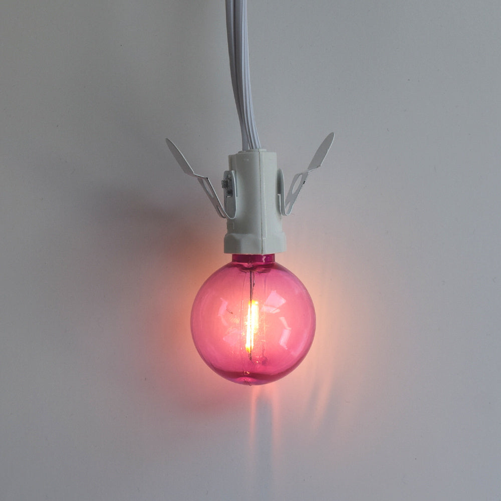 Fuchsia / Hot Pink LED Filament G40 Globe Shatterproof Energy Saving Color Light Bulb, Dimmable, 1W,  E12 Candelabra Base (Single)