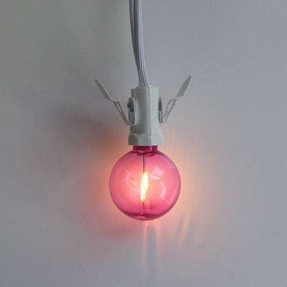 Fuchsia / Hot Pink LED Filament G40 Globe Shatterproof Energy Saving Color Light Bulb, Dimmable, 1W,  E12 Candelabra Base (Single)