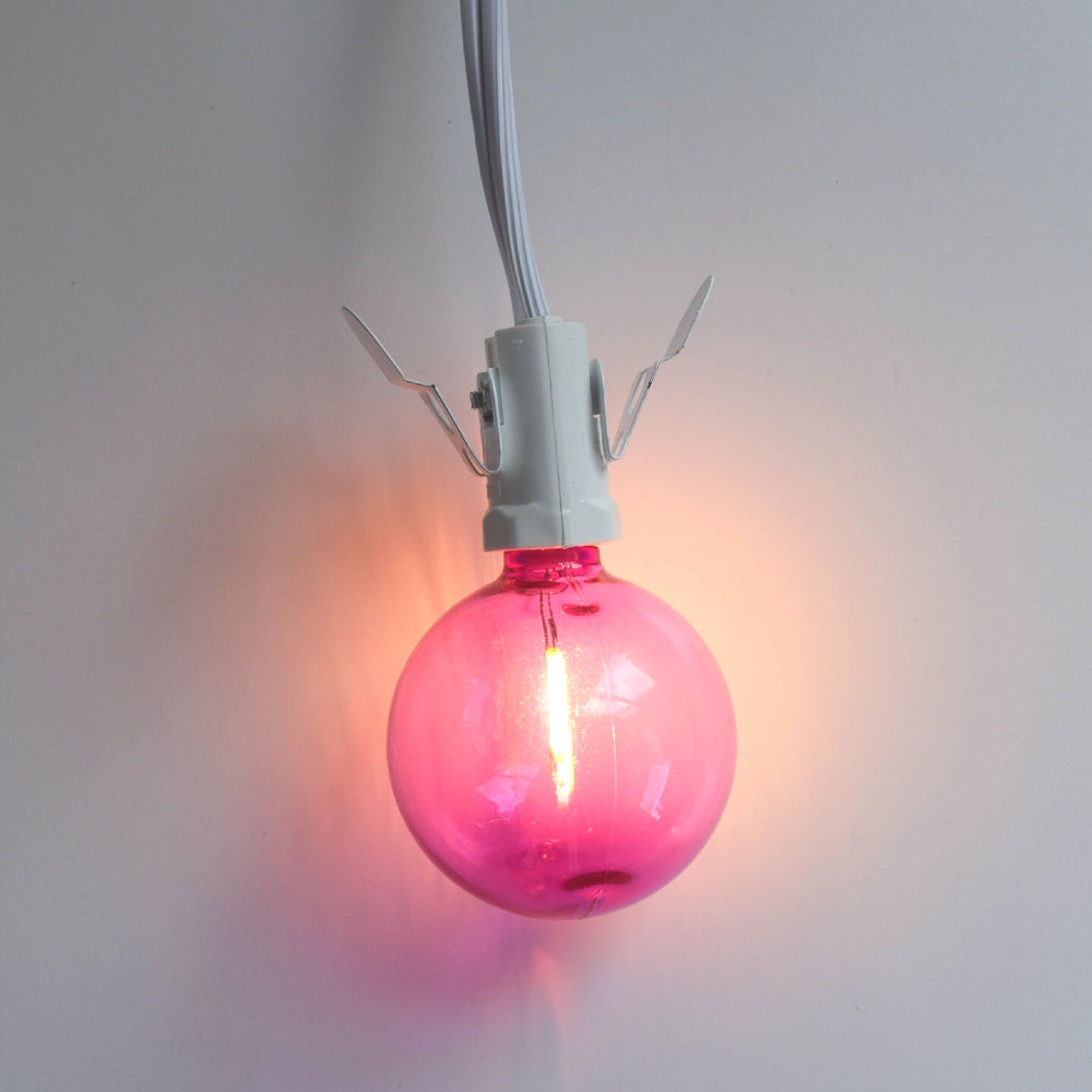 Fuchsia / Hot Pink LED Filament G50 Globe Shatterproof Energy Saving Color Light Bulb, Dimmable, 1W,  E12 Candelabra Base (Single)