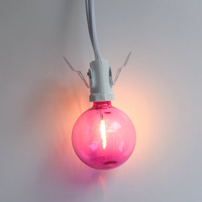 Fuchsia / Hot Pink LED Filament G50 Globe Shatterproof Energy Saving Color Light Bulb, Dimmable, 1W,  E12 Candelabra Base (Single)