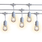 10 Suspended Socket Outdoor Commercial String Light Set, 21 FT White Cord w/ 0.8-Watt Shatterproof LED Bulbs, Weatherproof SJTW