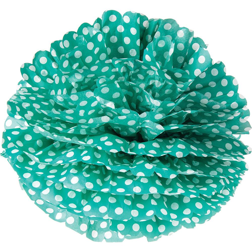Teal Green Polka Dot 15 Inch Tissue Paper Flower Pom Pom - PaperLanternStore.com - Paper Lanterns, Decor, Party Lights & More
