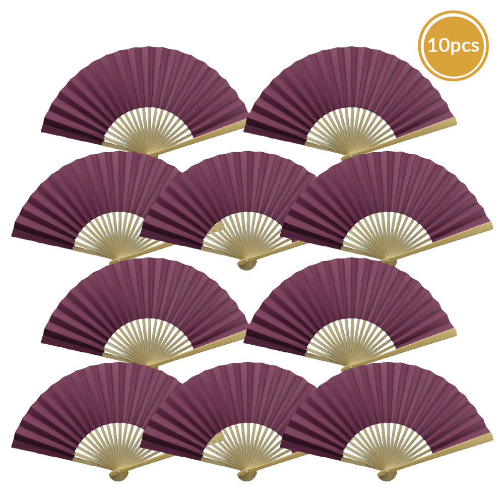 9" Violet Paper Hand Fans for Weddings, Premium Paper Stock (10 Pack) - PaperLanternStore.com - Paper Lanterns, Decor, Party Lights & More