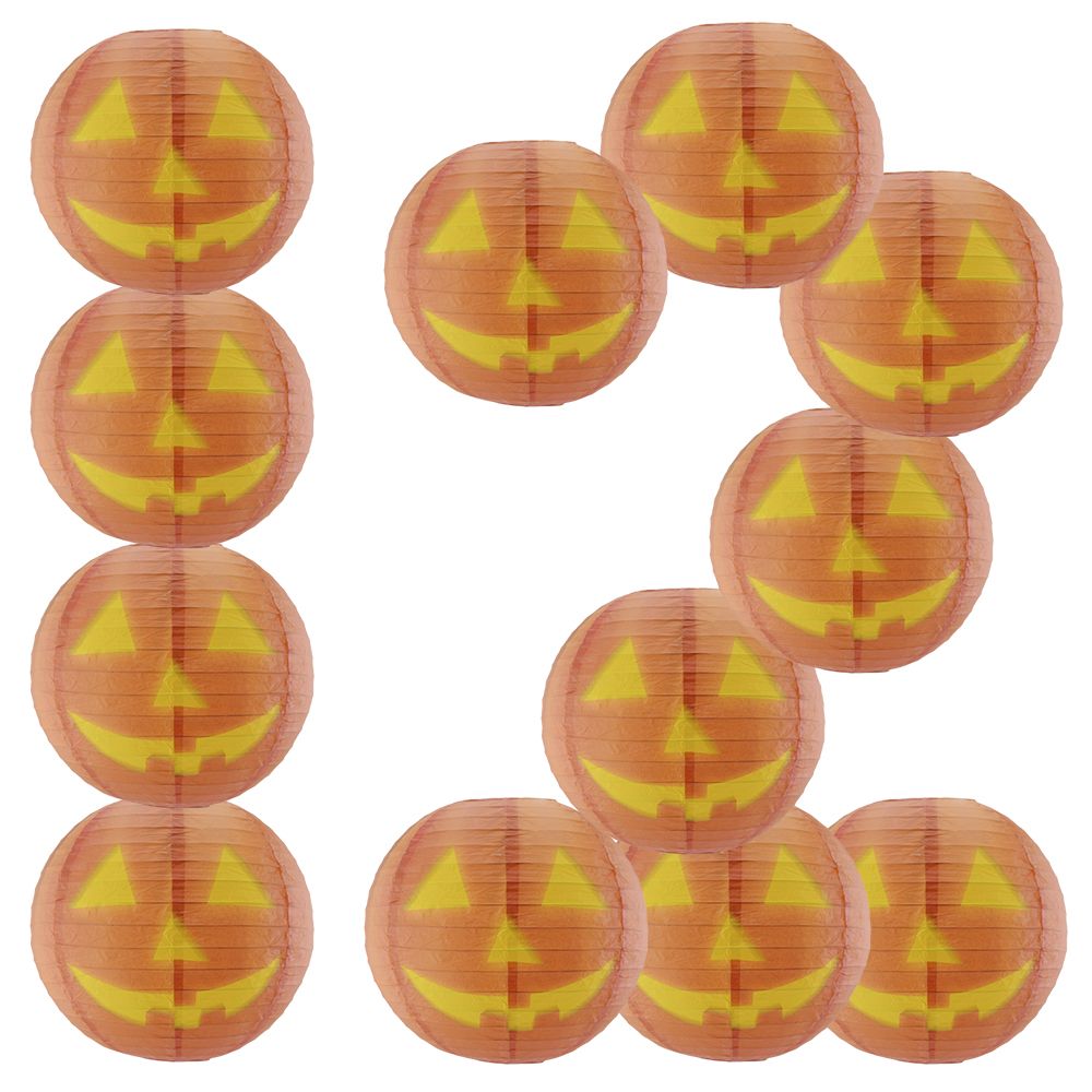 12 PACK | 14" Jack-O-Lantern Pumpkin Halloween Paper Lantern, Design by Esper - PaperLanternStore.com - Paper Lanterns, Decor, Party Lights & More