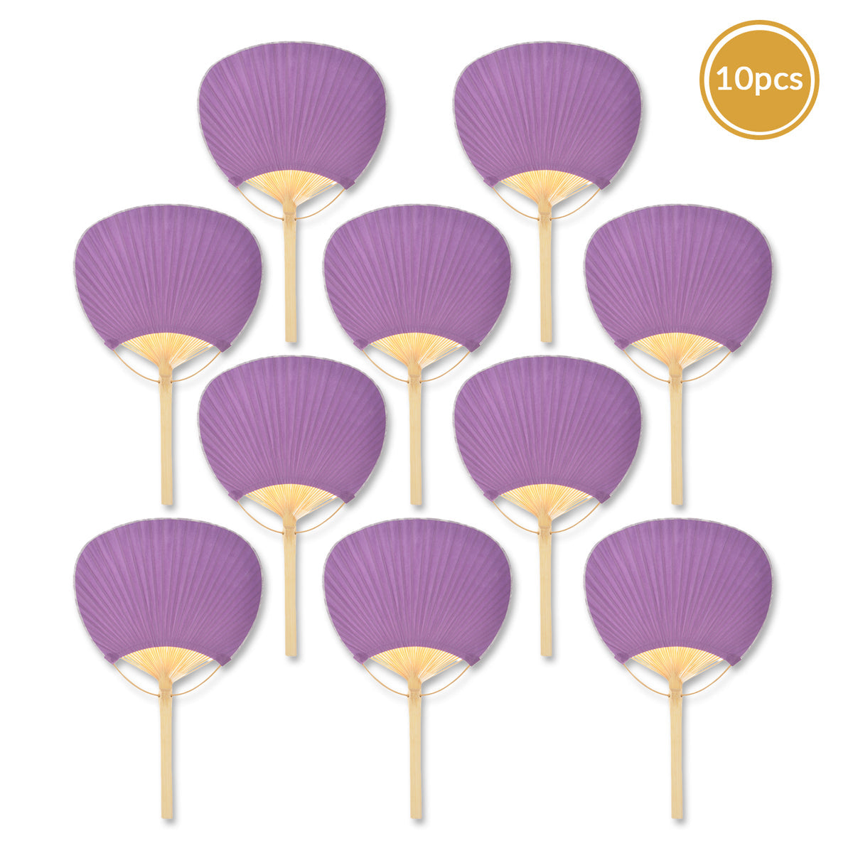 9" Purple Paddle Paper Hand Fans for Weddings (10 Pack) - PaperLanternStore.com - Paper Lanterns, Decor, Party Lights & More