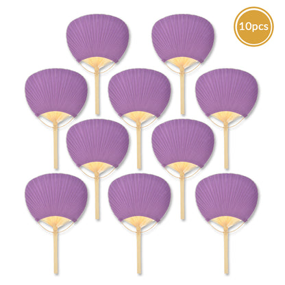9" Purple Paddle Paper Hand Fans for Weddings (10 Pack) - PaperLanternStore.com - Paper Lanterns, Decor, Party Lights & More