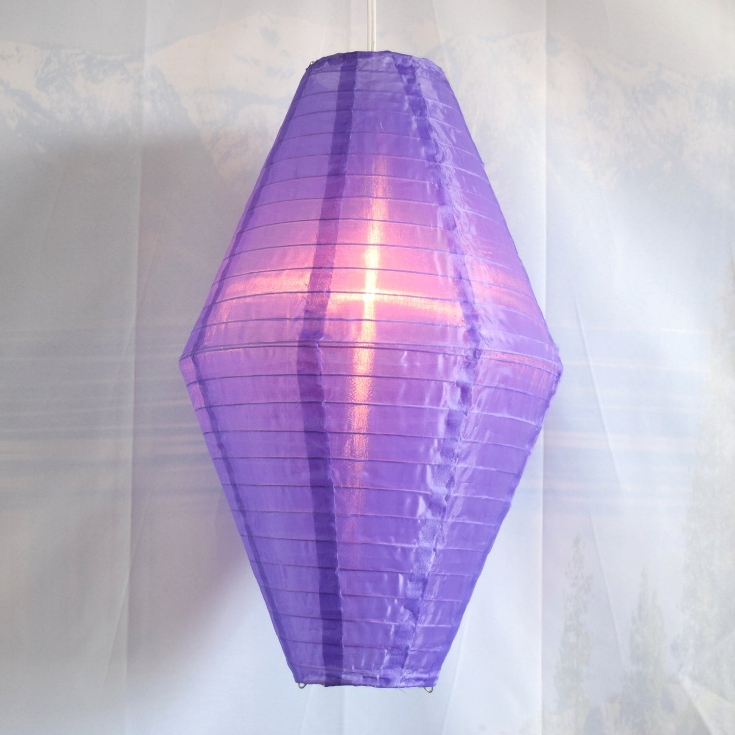 Purple Diamond Unique Shaped Shimmering Nylon Lantern, 12-inch x 19-inch