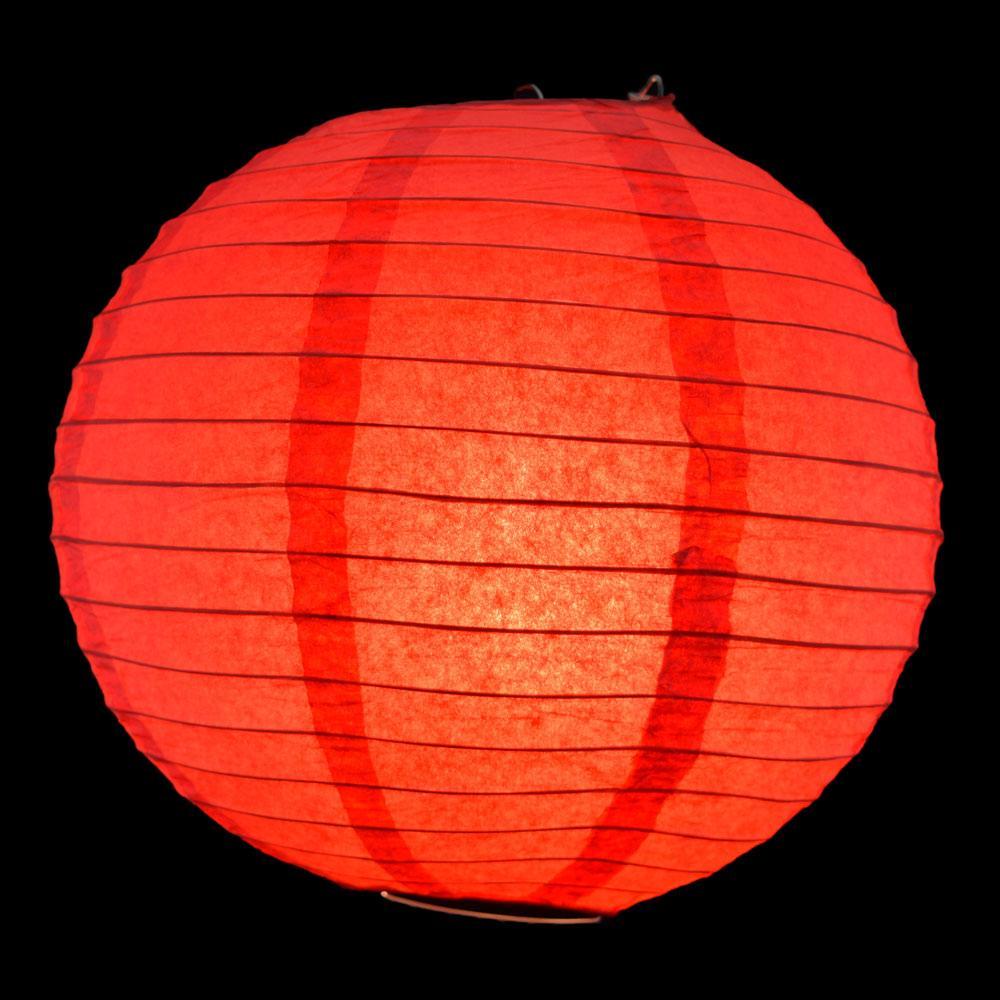 8/12/16" Red Round Paper Lanterns, Even Ribbing (3-Pack Cluster) - PaperLanternStore.com - Paper Lanterns, Decor, Party Lights & More