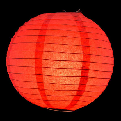 8/12/16" Red Round Paper Lanterns, Even Ribbing (3-Pack Cluster) - PaperLanternStore.com - Paper Lanterns, Decor, Party Lights & More