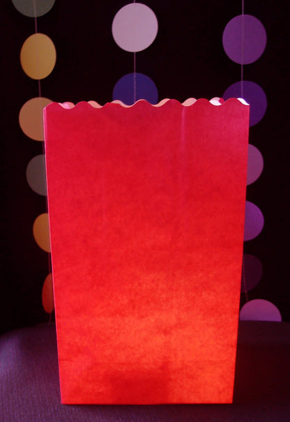 Red Solid Color Paper Luminaries / Luminary Lantern Bags Path Lighting (10 PACK) - PaperLanternStore.com - Paper Lanterns, Decor, Party Lights & More