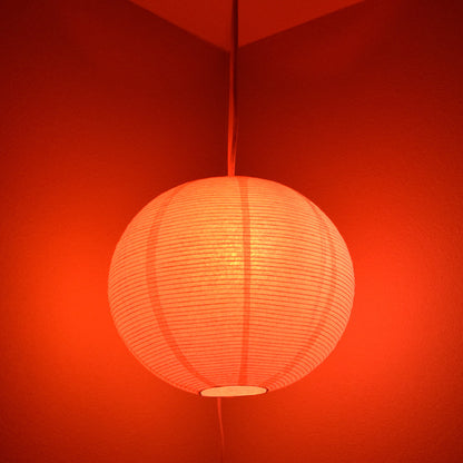 Fine Line Premium Paper Lantern Pendant Light Cord Kit with S14 Red LED Bulb