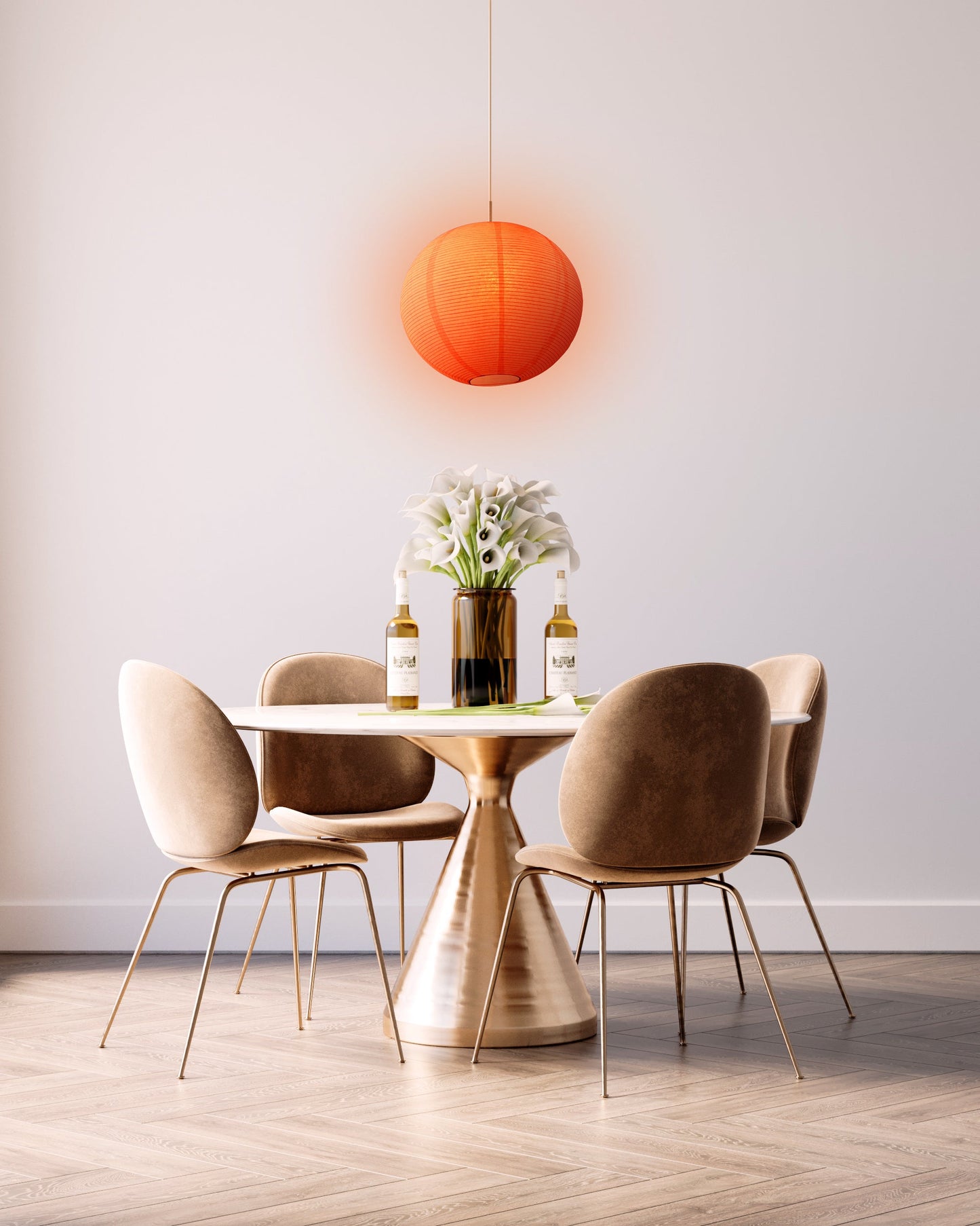 Fine Line Premium Paper Lantern Pendant Light Cord Kit with S14 Red LED Bulb