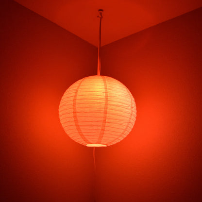 Crepe Premium Paper Lantern Pendant Light Cord Kit with S14 Red LED Bulb