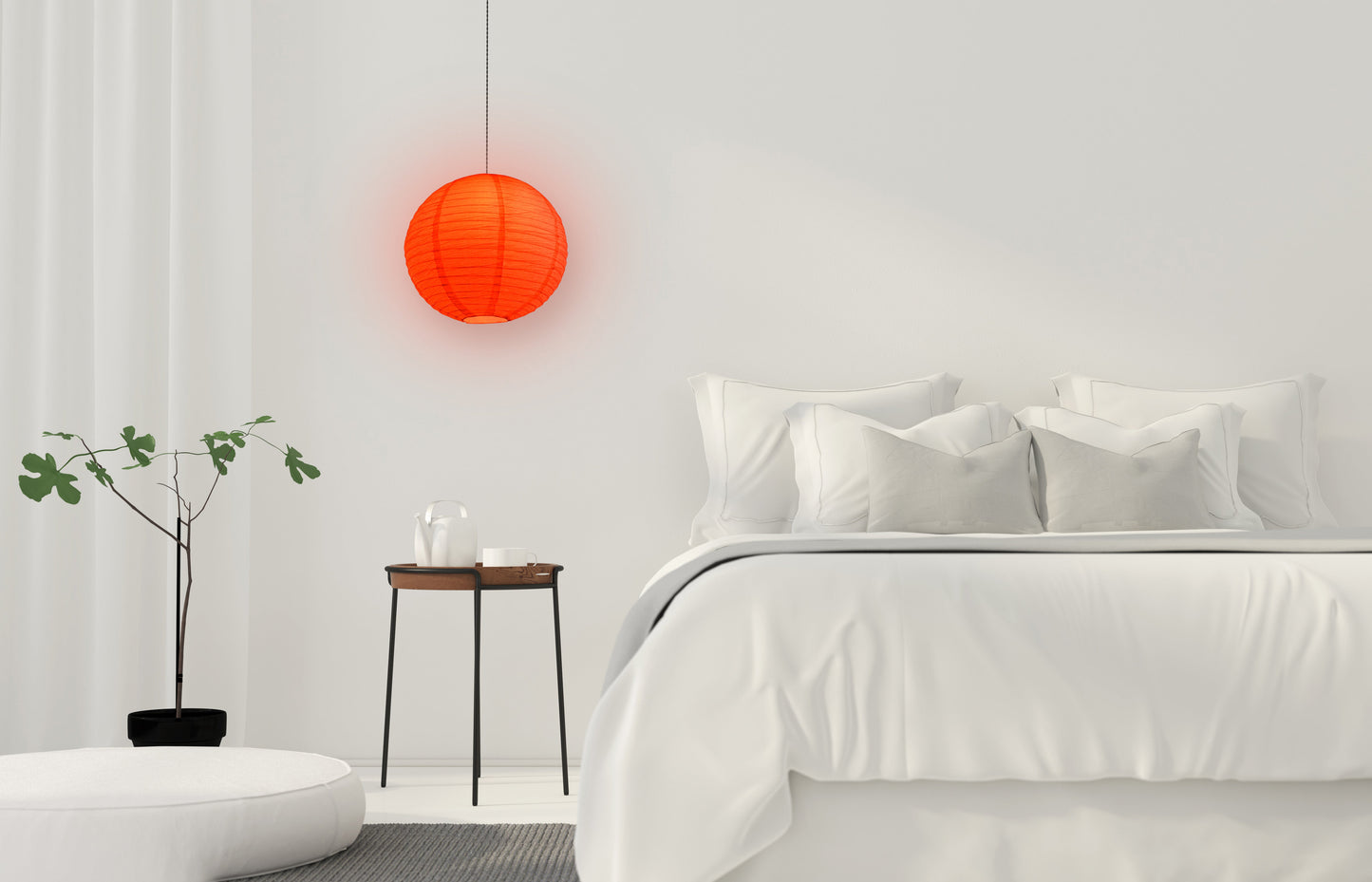 Crepe Premium Paper Lantern Pendant Light Cord Kit with S14 Red LED Bulb