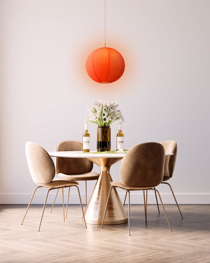 Crepe Premium Paper Lantern Pendant Light Cord Kit with S14 Red LED Bulb