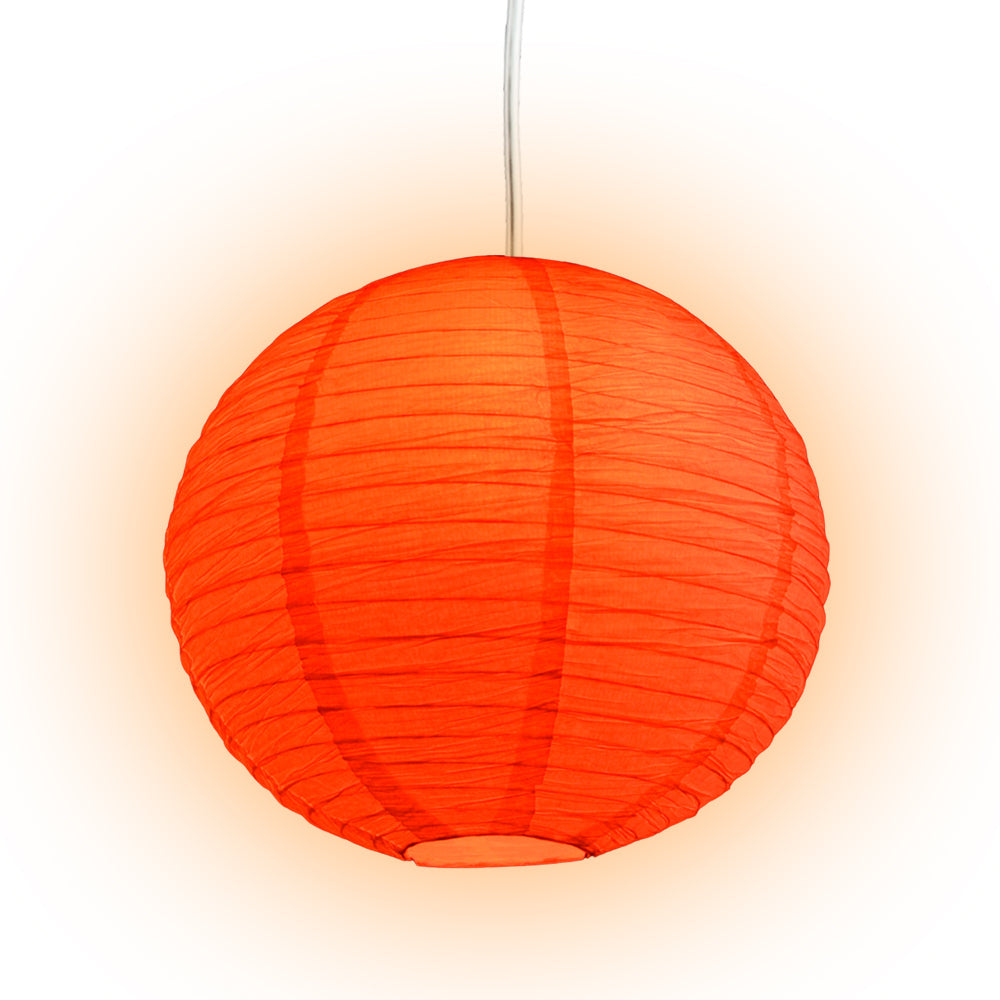 Crepe Premium Paper Lantern Pendant Light Cord Kit with S14 Red LED Bulb
