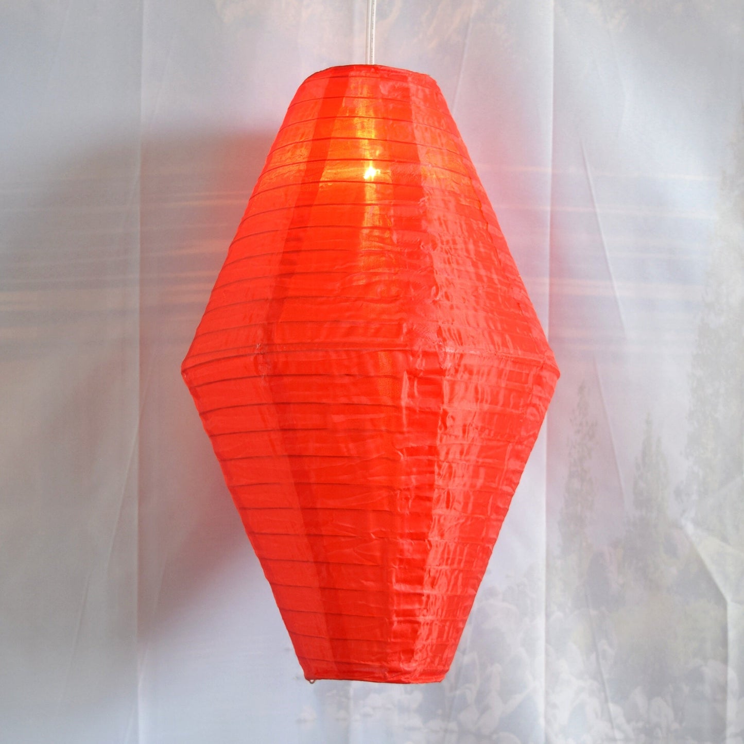 Red Diamond Unique Shaped Shimmering Nylon Lantern, 12-inch x 19-inch