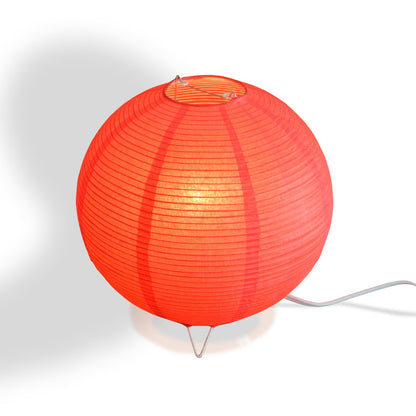 Red Corded Round Table Top Lantern Lamp Kit w/ Light Bulb, Fine Line Paper Moon - PaperLanternStore.com - Paper Lanterns, Decor, Party Lights & More