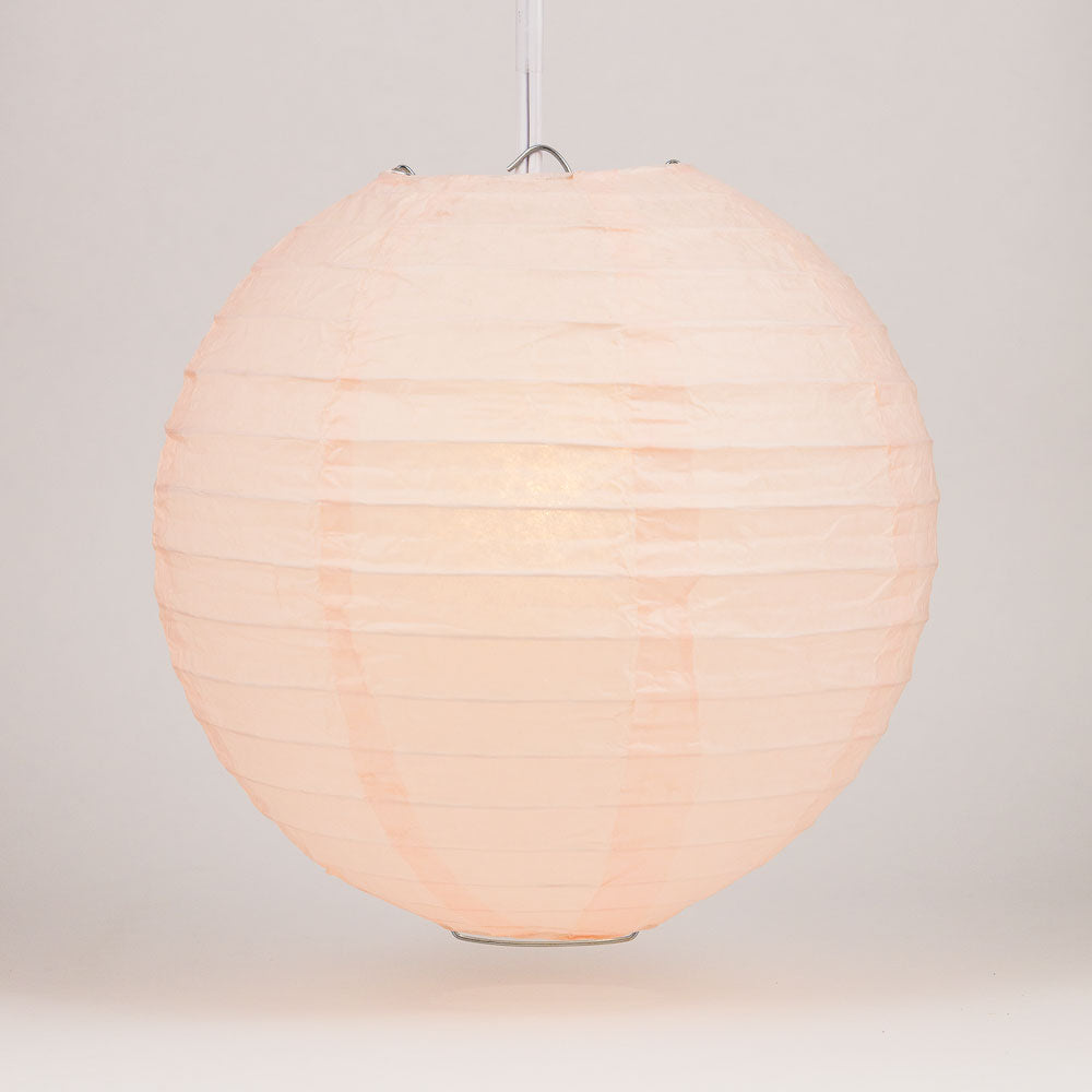 16" Rose Quartz Pink Round Paper Lantern, Even Ribbing, Chinese Hanging Decoration for Weddings and Parties - PaperLanternStore.com - Paper Lanterns, Decor, Party Lights & More