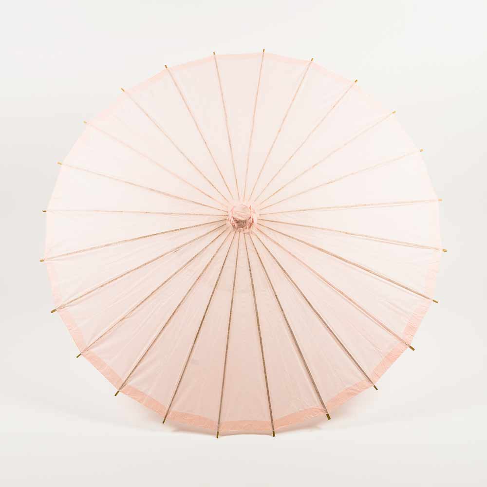 BULK PACK (10-Pack) 32" Rose Quartz Paper Parasol Umbrella for Weddings and Parties with Elegant Handle