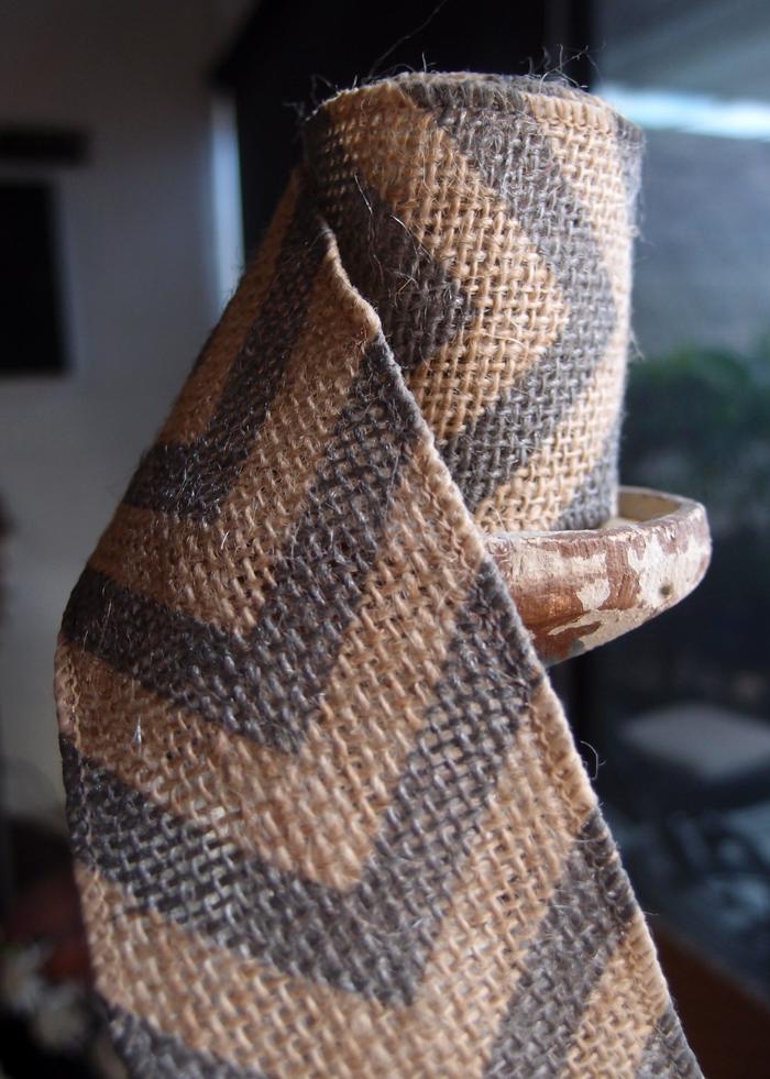 Burlap Fabric Wrap Roll w/ Gray / Grey Chevron Pattern (2.4 x 6 Ft) - PaperLanternStore.com - Paper Lanterns, Decor, Party Lights & More