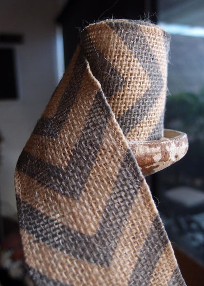 Burlap Fabric Wrap Roll w/ Gray / Grey Chevron Pattern (2.4 x 6 Ft) - PaperLanternStore.com - Paper Lanterns, Decor, Party Lights & More