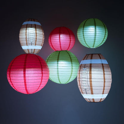 San Francisco Pro Football Paper Lanterns 6pc Combo Tailgating Party Pack (Red/Gold)  - by PaperLanternStore.com - Paper Lanterns, Decor, Party Lights & More