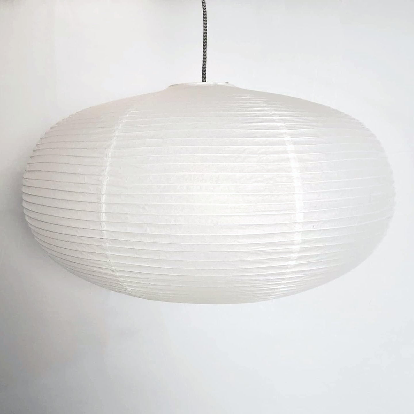 Oval Shaped Premium Fine Line Paper Lantern, White (16"W x 9.5"H)