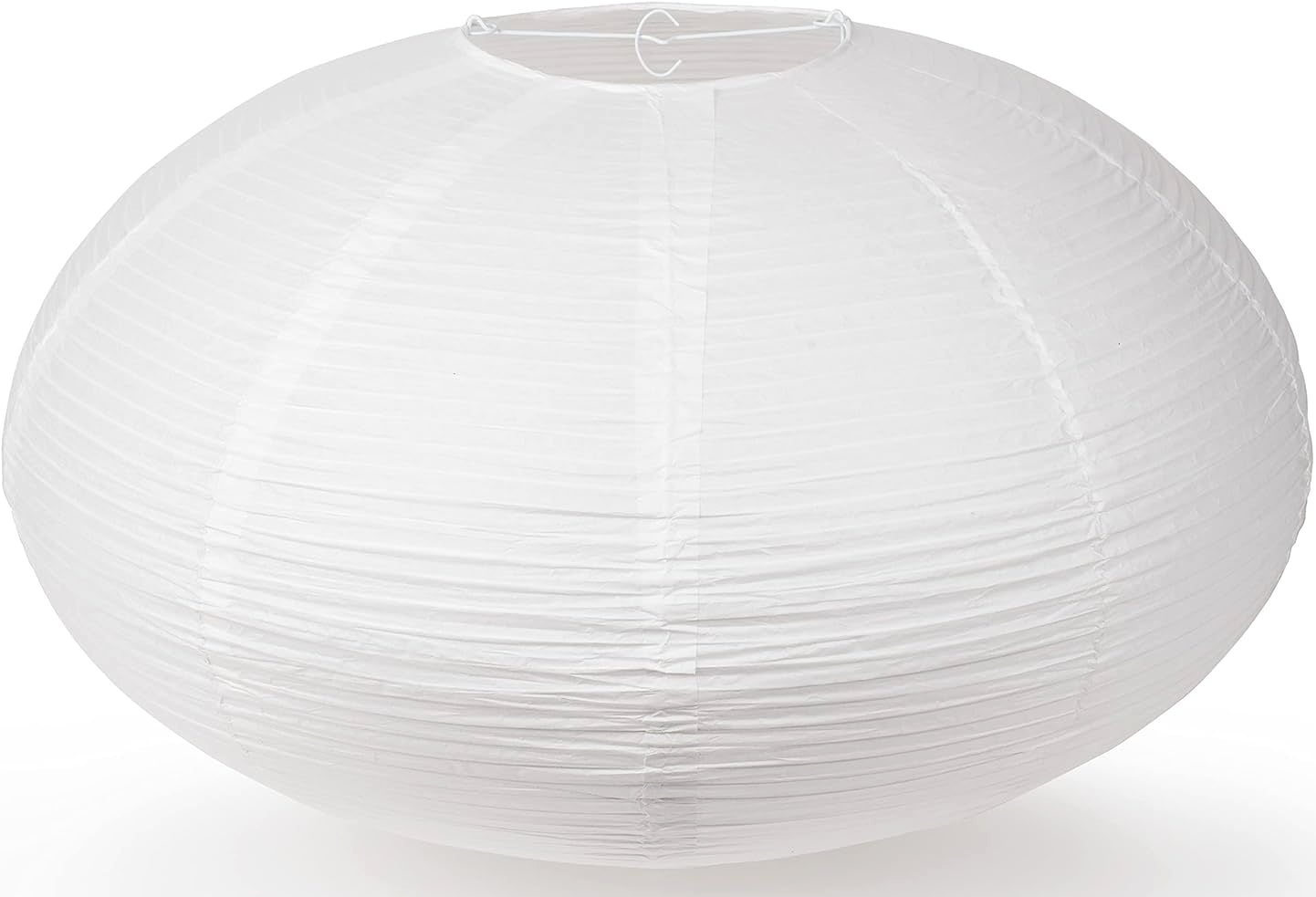 Oval Shaped Premium Fine Line Paper Lantern, White (16"W x 9.5"H)