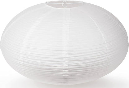 Large Oval Shaped Premium Fine Line Paper Lantern, White (22"W x 13")