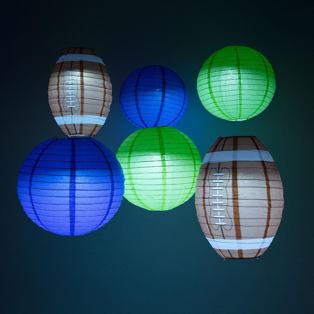 Seattle Pro Football Paper Lanterns 6pc Combo Tailgating Party Pack (Blue/Green) - by PaperLanternStore.com - Paper Lanterns, Decor, Party Lights & More